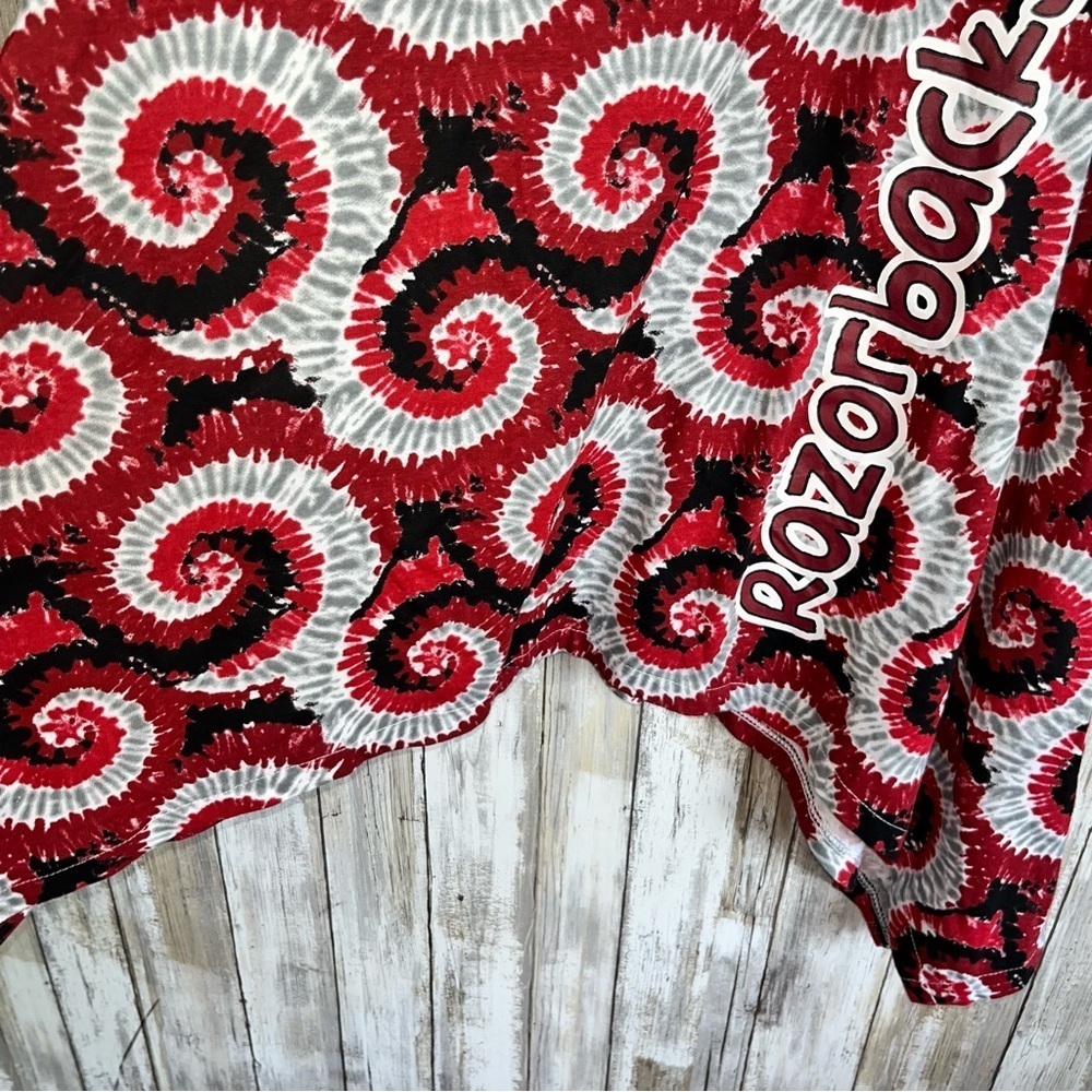 Arkansas Razorbacks Tie Dye Tank Top Women’s Large Red Black Game Day Shirt - Picture 2 of 5